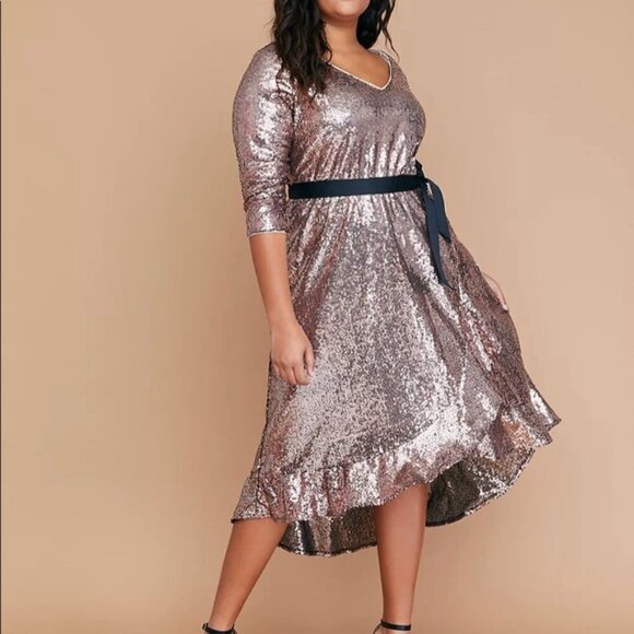 NWT Lane Bryant Rose Gold Sequin Dress size 26/28 - Picture 1 of 2